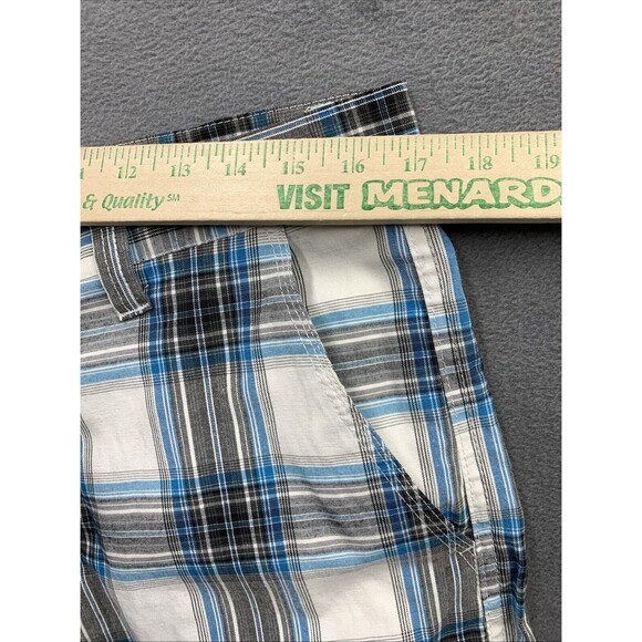 Southpole Bermuda Shorts Mens Size 34X13 Blue Black White Checked Slash Pockets - Picture 4 of 15